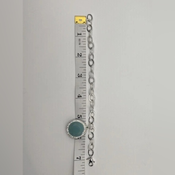 SAQ for Avon 1980s Vintage Necklace & Earring Set Silver tone w/ Aqua Blue - Picture 8 of 9